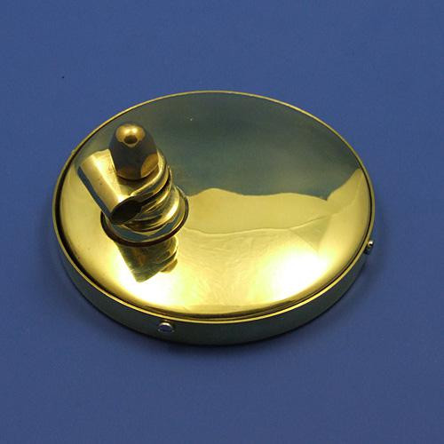 Small round rear view mirror - 104mm diameter, stamped Desmo - Polished brass