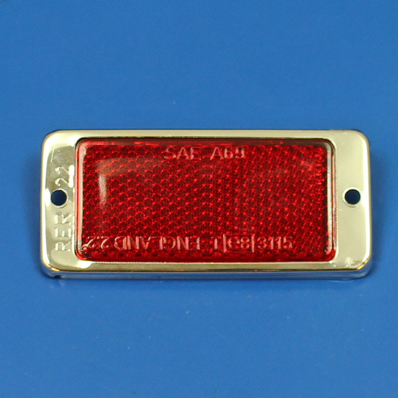 Red Reflector with chrome rim (EACH) equivalent to Lucas RER22