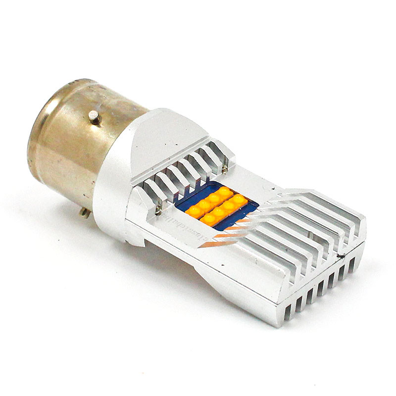 Yellow premium 6, 12 & 24V LED Head and Spot lamp - BA21S (single contact) base