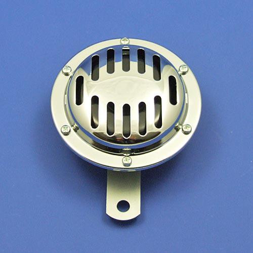 Small electric horn - 12 volt, chrome grille