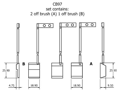 Dynamo and starter brush sets - CB97 dynamo brush set