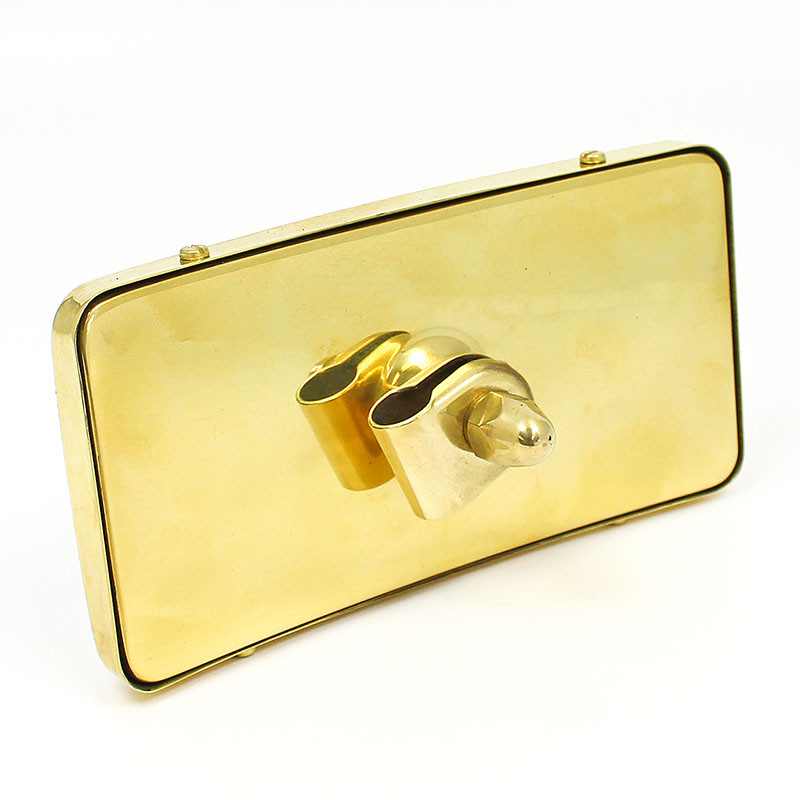 Rectangular rear view mirror - 155mm x 80mm, equivalent to Desmo Type 36 - Polished brass