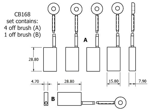 Dynamo and starter brush sets - CB168 dynamo brush set