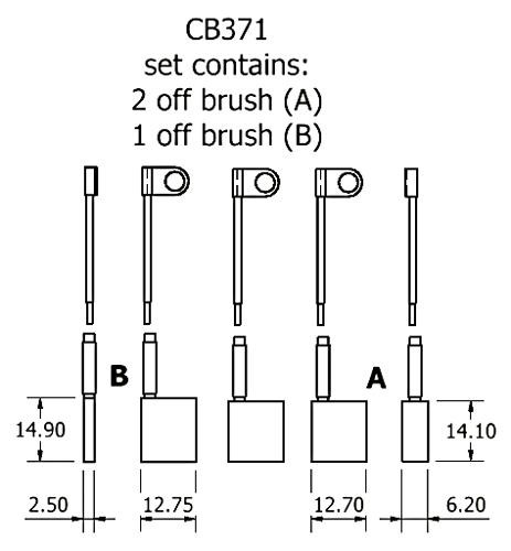 Dynamo and starter brush sets - CB371 dynamo brush set