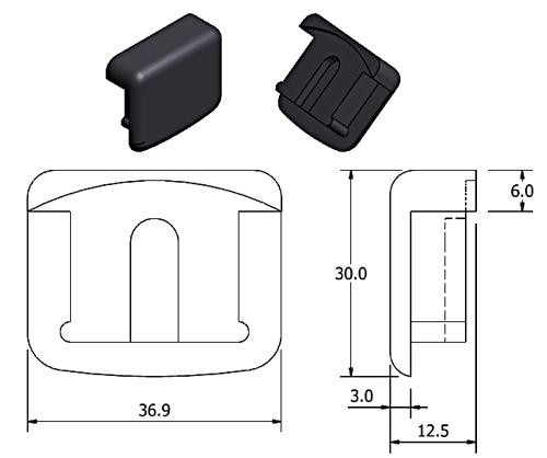 Door buffer rubber - 38mm x 31mm x 11mm thick