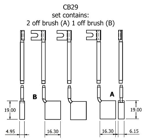 Dynamo and starter brush sets - CB29 dynamo brush set