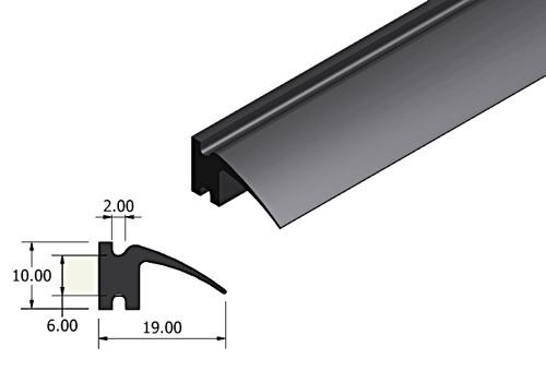 Rubber extrusion - window frame 19mm overall