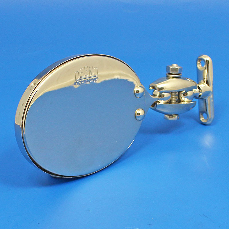 Oval rear view mirror - Equivalent to Desmo 263 model, stamped Desmo - Nickel plated