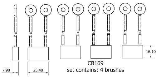Dynamo and starter brush sets - CB169 starter brush set