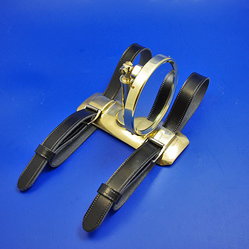 Rear view mirror - Wheel mounted, twin strap - Polished brass