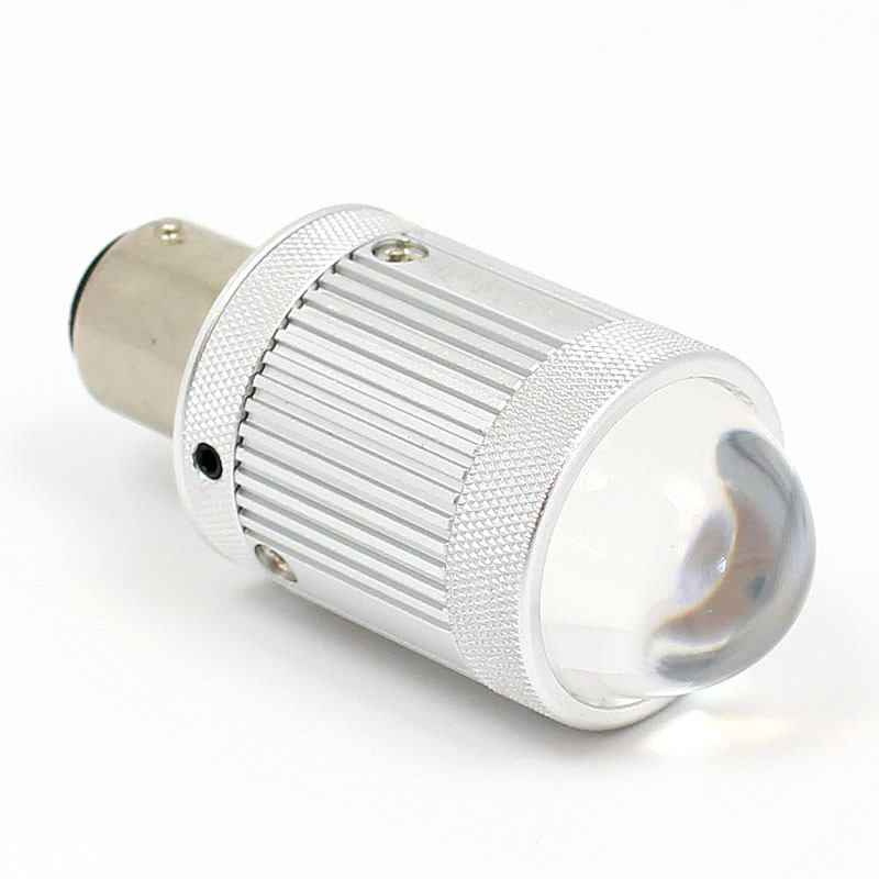 Warm White premium 6, 12 & 24V LED Headlamp with LENS - SBC BA15D base