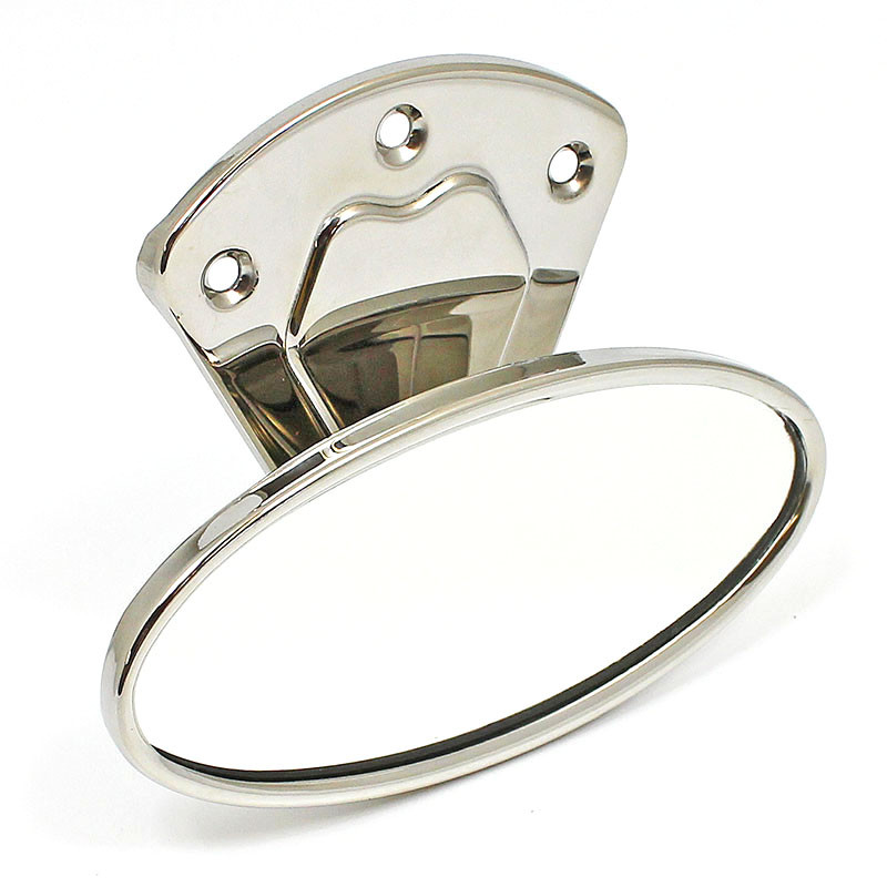 Interior rear view mirror - Oval, face mounting, stainless steel