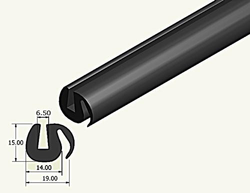 Rubber extrusion - Glazing strip, 15mm x 15mm, for 4.5 or 6mm glass - Window rubber 4.5mm glass