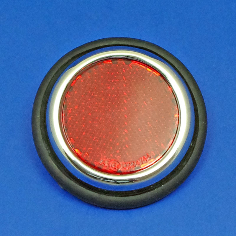 Red reflector with a shallow surround equivalent to Lucas type RER5 - Chrome