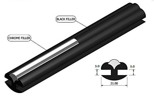 Window Rubber extrusion - Glazing strip - with black filler