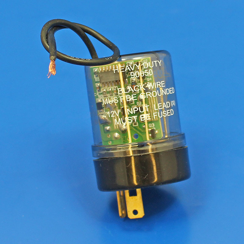 12V LED Flasher Relay - 2 pin with reverse polarity base and extension wires