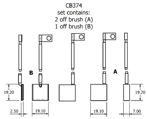 Dynamo and starter brush sets - CB374 dynamo brush set