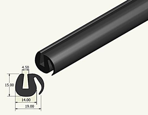 Rubber extrusion - Glazing strip, 15mm x 15mm, for 4.5 or 6mm glass - Window rubber 4.5mm glass