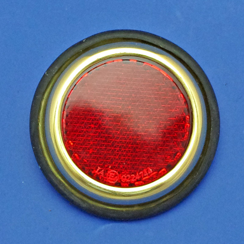 Red reflector with a shallow surround equivalent to Lucas type RER5 - Brass