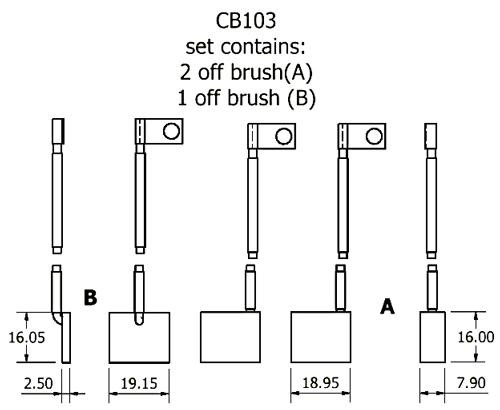 Dynamo and starter brush sets - CB103 dynamo brush set