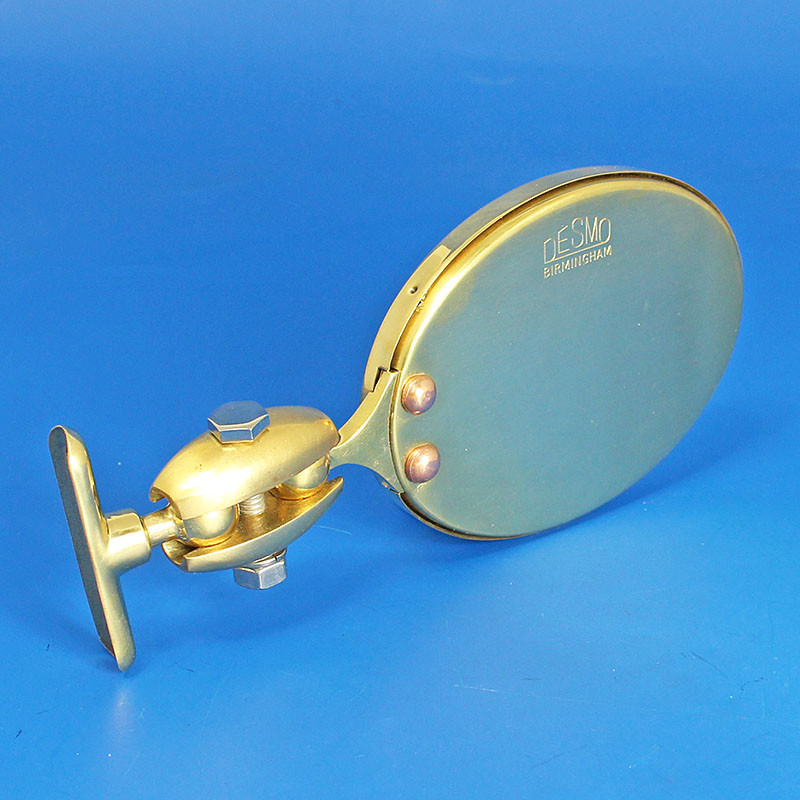 Oval rear view mirror - Equivalent to Desmo 263 model, stamped Desmo - Polished brass