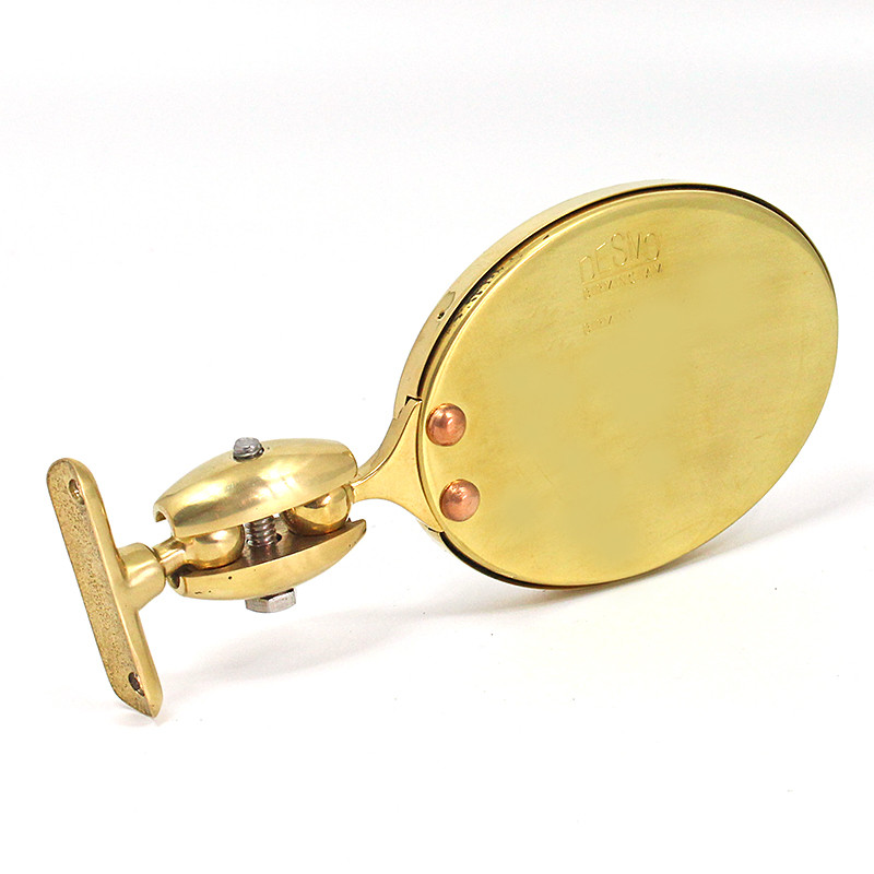 Oval rear view mirror - Equivalent to Desmo 263 model, stamped Desmo - Polished brass