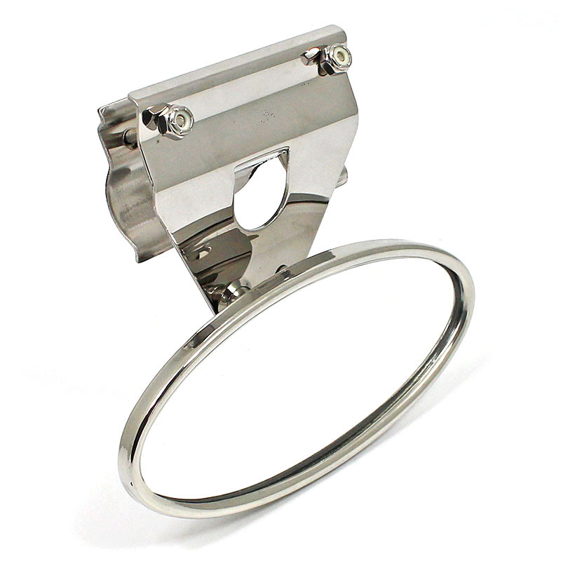 Interior rear view mirror - Oval, top rail mounting, stainless steel