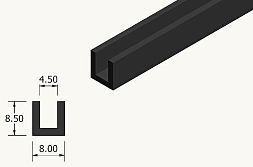 Rubber Square edge trim for glass of various thicknesses - 4.5mm glass size