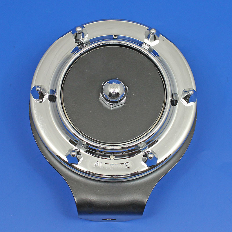 'Altette' type horn with chrome rim - 12V, with L shaped bracket