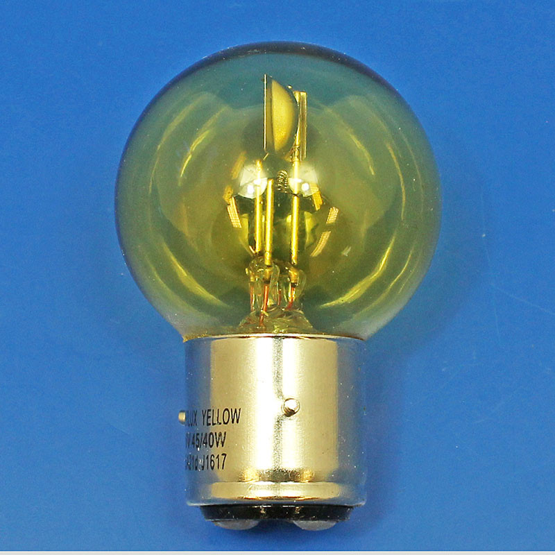 Marchal type 6 Volt 45/40W BA21D base Headlamp bulb - Yellow bulb