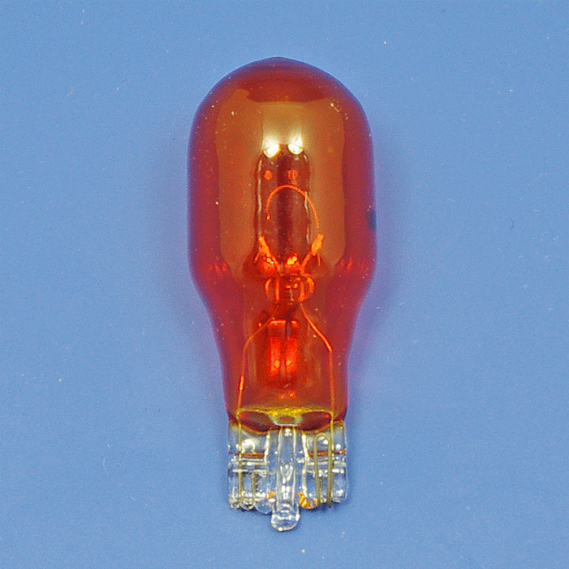 12 Volt 21 Watt WEDGE T10 base capless AMBER indicator bulb