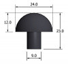 Rubber buffer and stop - 24mm diameter x 12mm high top section
