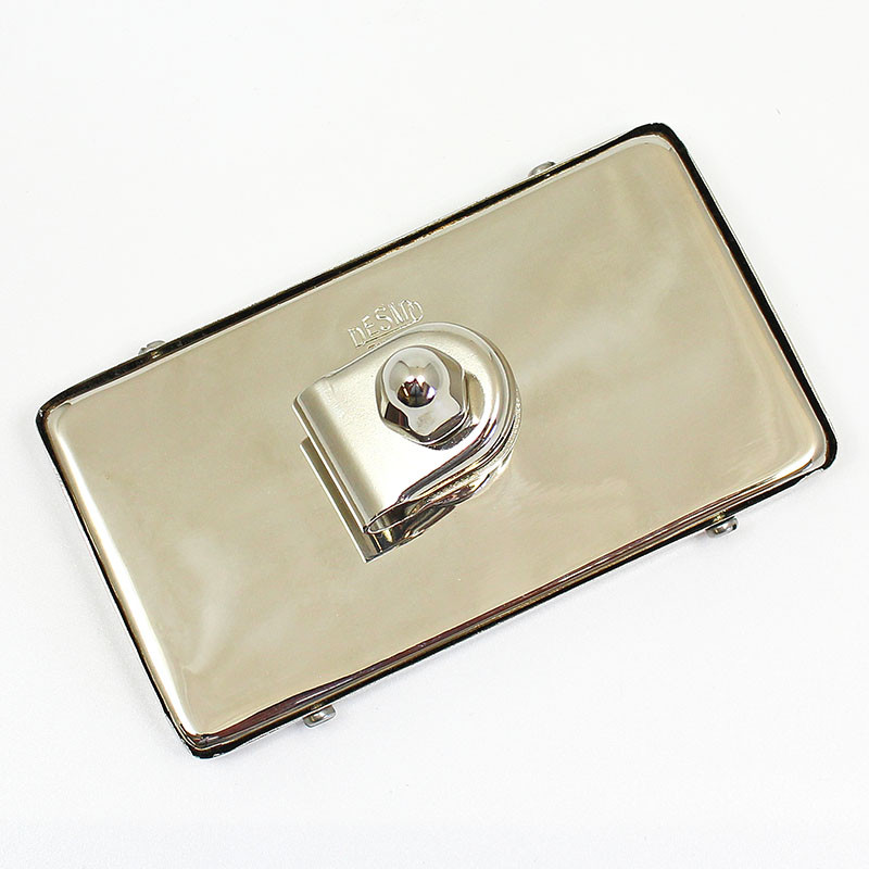 Rectangular rear view mirror - 118mm x 67mm, stamped Desmo - Nickel plated with CONVEX glass