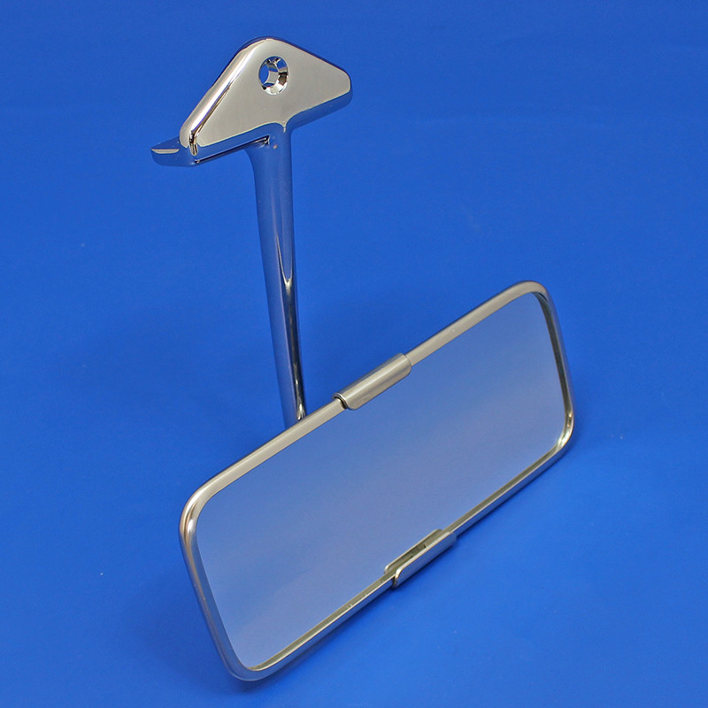Classic interior mirror - Polished stainless, swan neck with stepped bracket