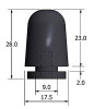 Rubber buffer and stop - 17mm dia x 24mm high top section