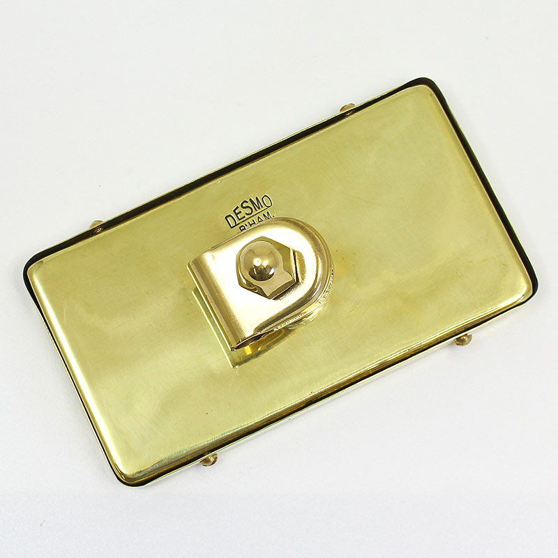 Rectangular rear view mirror - 118mm x 67mm, stamped Desmo - Polished brass with CONVEX glass