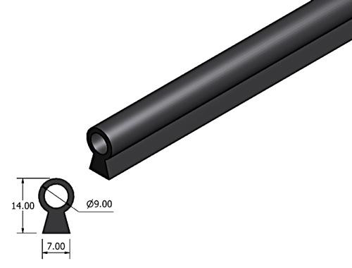 Rubber extrusion - 9mm diameter hollow bead, 7.5mm wide base