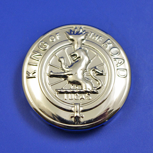 Lamp medallion - 'King of the Road' emblem - size E badge (fits into 27.8mm hole)