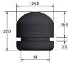 Rubber buffer and stop - 24mm diameter x 17mm high top section