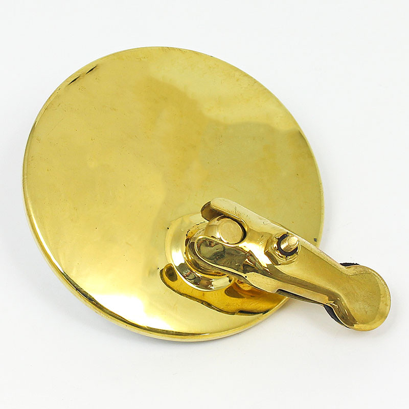 Circular clip-on exterior mirror - 90mm diameter - Polished brass