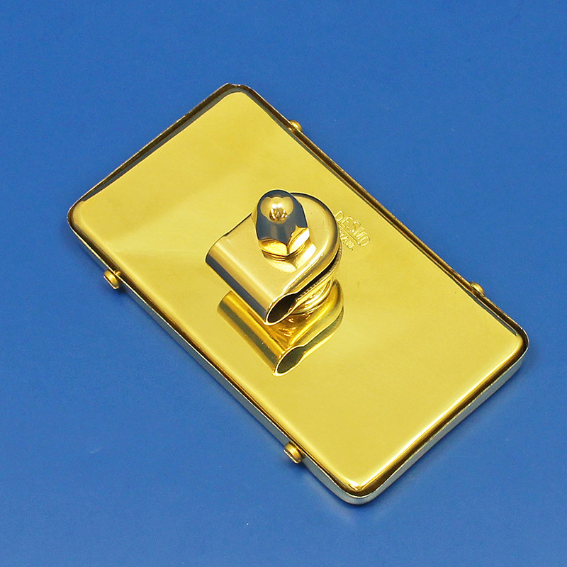 Rectangular rear view mirror - 118mm x 67mm, stamped Desmo - Polished brass with FLAT glass