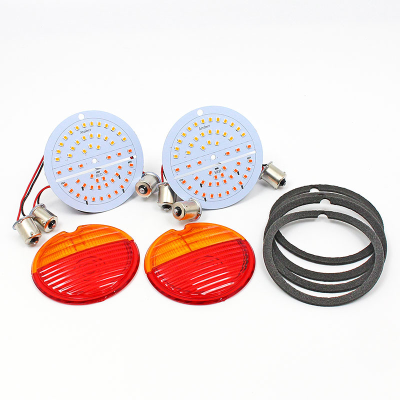 LED light panel and Red/Amber lens PAIR - add indicator function to Lucas ST38 Stop & Tail lamps