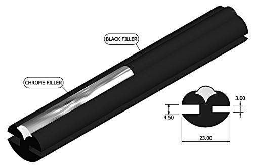 Rubber extrusion - Glazing strip - with black filler