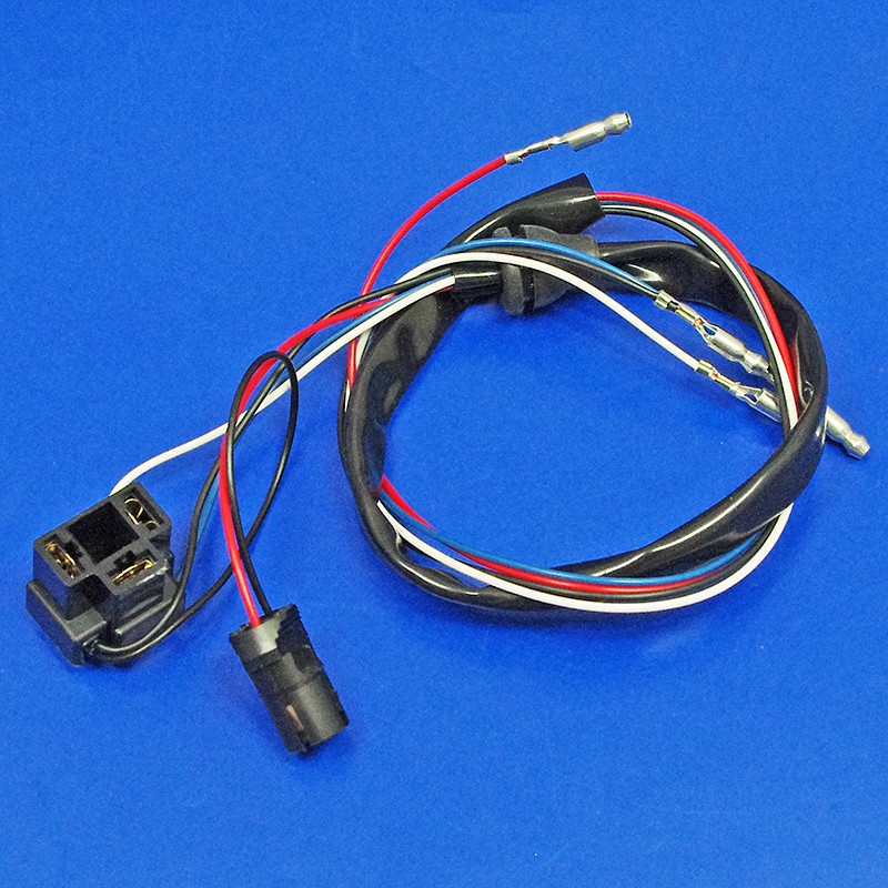 Headlamp wiring harness - H4 connector block, WEDGE T10 side light holder, wired terminals, sleeve and grommet