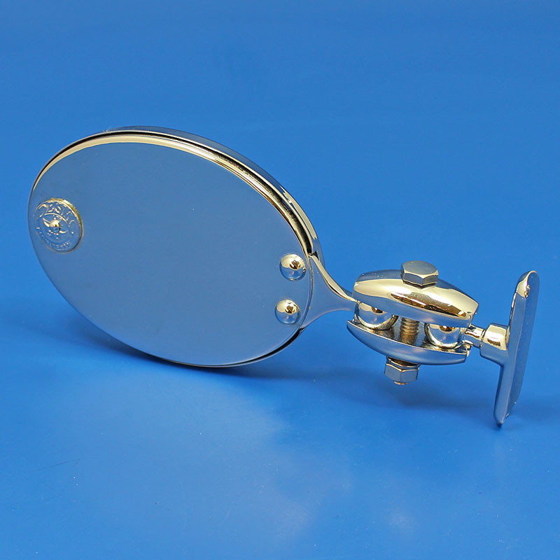 Oval rear view mirror - Equivalent to Desmo 263 model, riveted Desmo badge - Chrome plated