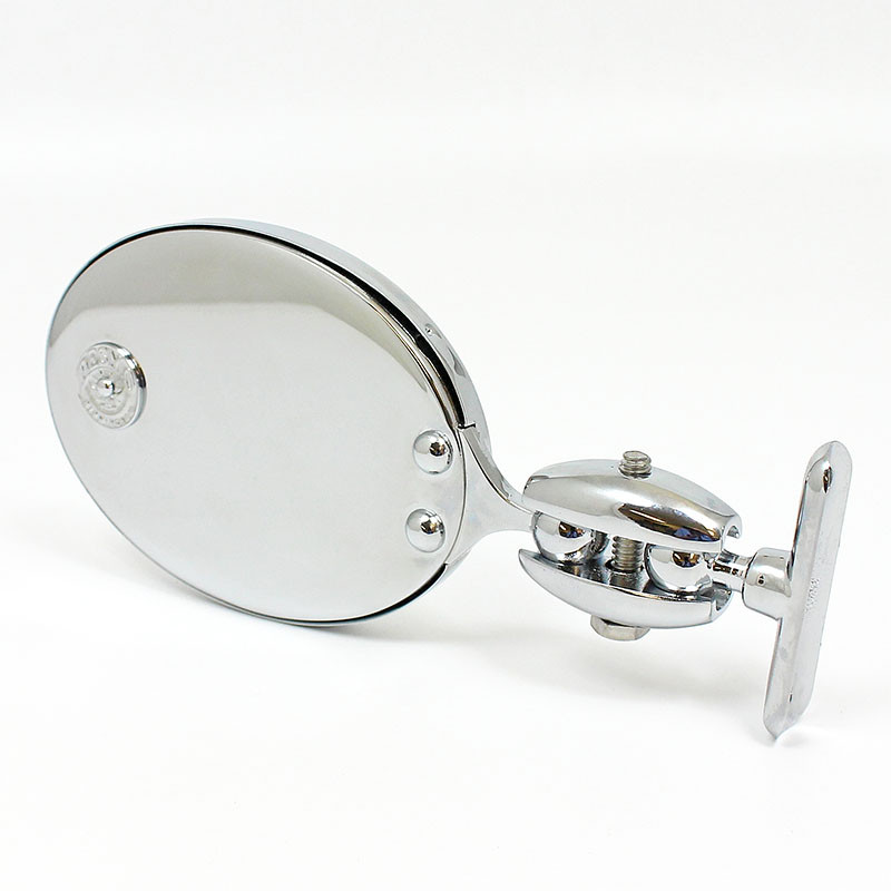 Oval rear view mirror - Equivalent to Desmo 263 model, riveted Desmo badge - Chrome plated