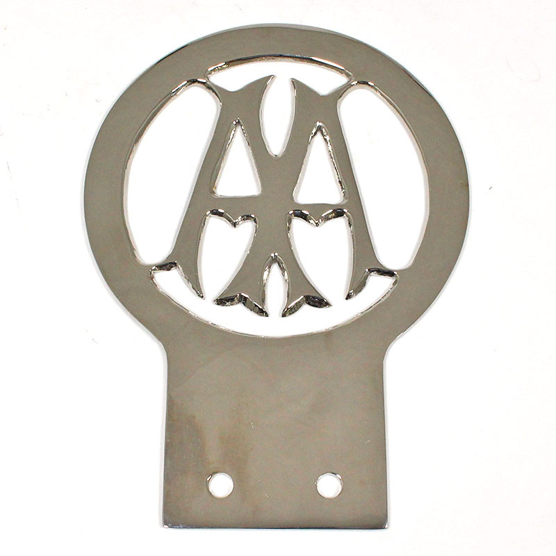 Solid brass AA Badge - Polished Brass  or Nickel Plated - Nickel plated brass