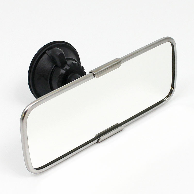 Suction rear view mirror - Large, stainless steel head