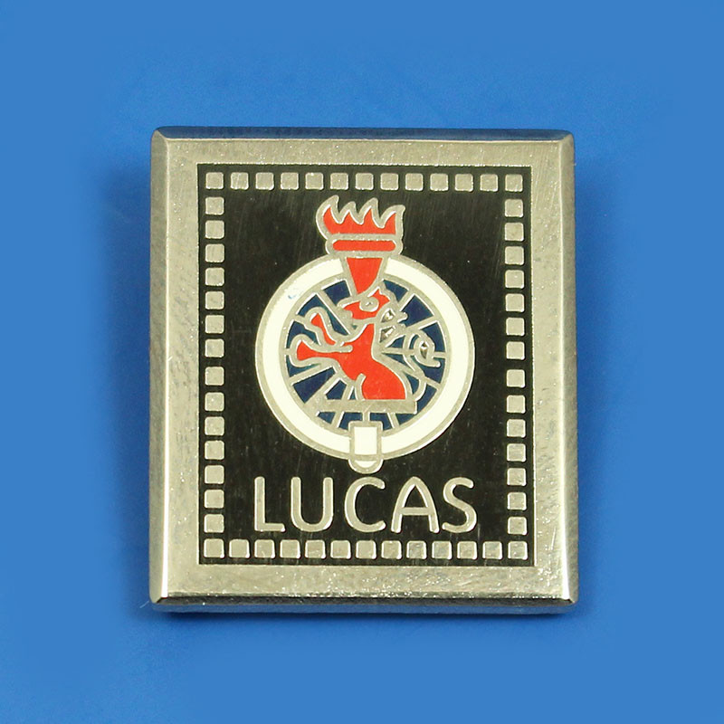 Enamel badge - Chrome, Lucas emblem, for P100 etc. type lamps