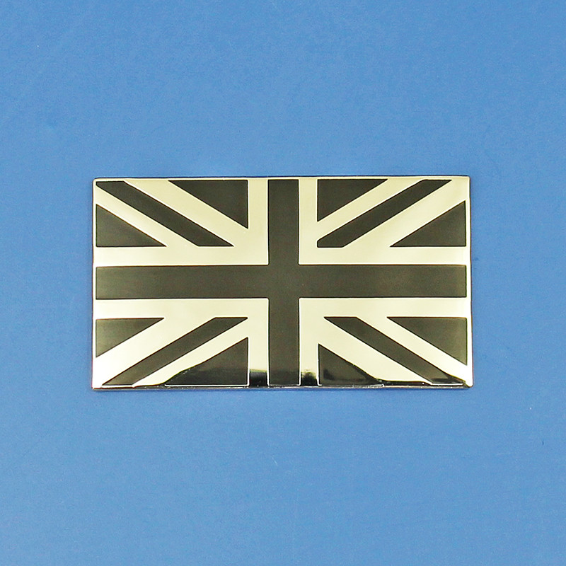 Black & White Union jack enamelled flag badge, self adhesive